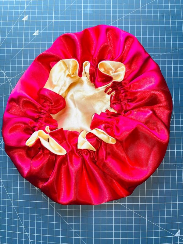 Red Satin bonnet XS